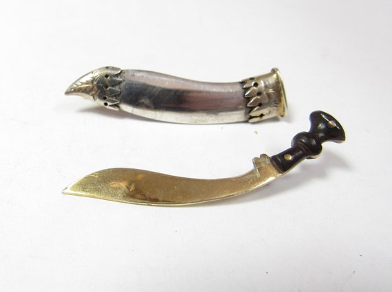 Vintage Sterling SILVER Dagger Brooch / Pin - image 4