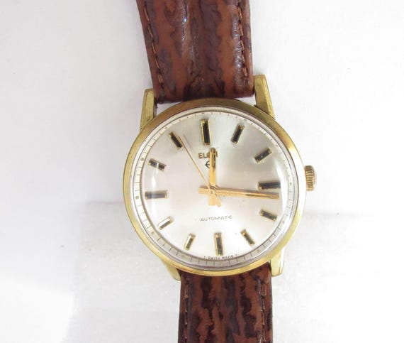 Vintage Elgin Automatic Wrist Watch 17 Jewel With Leather  display picture 3