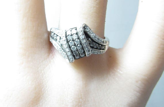 Solid Sterling SILVER Ring with 1/2 ct Total weig… - image 4