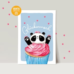 Geburtstagskarte Panda / Grußkarte / Babykarte / Geschenkkarte / Happy Birthday / Erster Geburtstag /inkl. Umschlag
