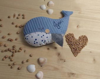 Customizable whale as spelt pillow or cherry pit pillow