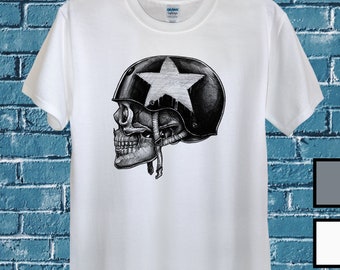 LADIES CRYSTAL SMOKING SKULL GOTH BIKER DESIGN FITTED T SHIRT ANY SIZE