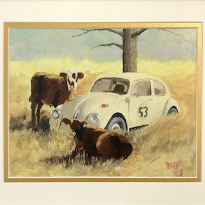 Herbie and the cows, 8x10 Giclee print, double-matted