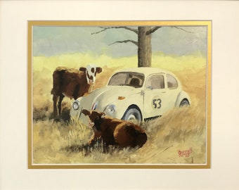 Herbie and the cows, 8x10 Giclee print, double-matted