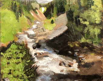 Rocky Mountain High Stream, 8x10 original oil painting
