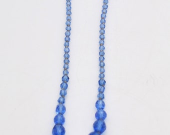 Vintage Sparkling Bright Blue Glass Bead Necklace