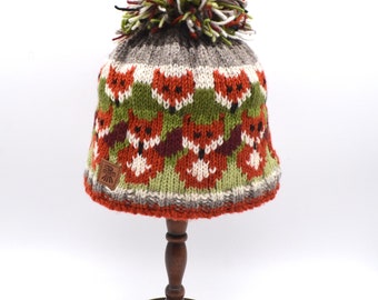 Fabulous Fox Knitted Wool Hat/Fleece Lined