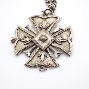 Vintage Large Silver Maltese Cross Necklace