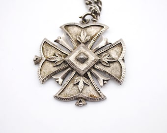 Vintage Sterling Silver Maltese Cross Style Watch Fob Pendant! Made in ...