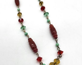 Vintage Multicoloured Mixed Glass Bead Necklace