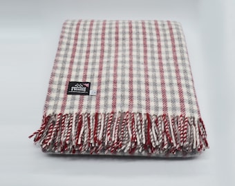 Pure New Wool Traditional Throw/Blanket/Red & Chestnut/Made In Yorkshire/UK