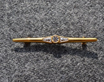 Vintage Goldtone and Cubic Zirconia Pin Brooch