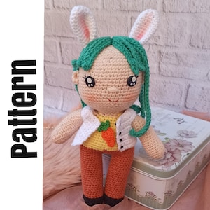 Crochet Doll pattern amigurumi bunny doll pattern Ellen doll pattern By foriveahappiness Digital File PDF( English US terms)