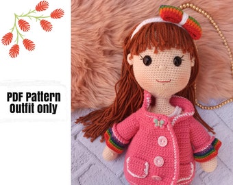 Crochet doll clothes pattern crochet doll dress and jacket PATTERN for Ruby, Amigurumi Doll Pattern PDF (English)