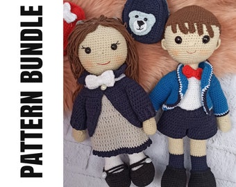 Pattern BUNDLE/ Crochet Doll Pattern/Amigurumi Doll Pattern in a school outfit PDF ( English)