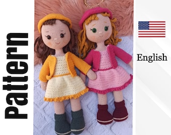 Amigurumi doll PATTERN  crochet princess Rose doll pattern Digital PDF Tutorial in  English US Terms