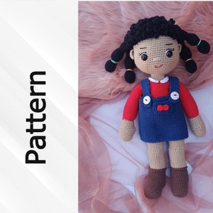 Crochet Princess Doll Pattern, Crochet Doll With Curly Hair Pattern, Amigurumi Doll Pattern ( English US Terms)