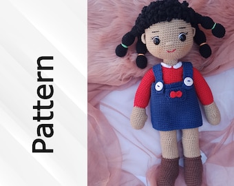 Crochet Princess Doll Pattern, Crochet Doll With Curly Hair Pattern, Amigurumi Doll Pattern ( English US Terms)