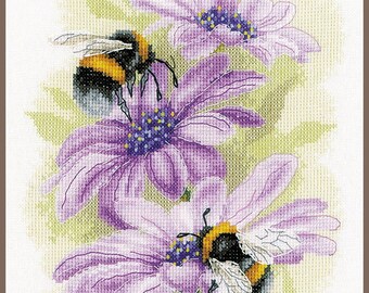 Kit Point De Croix Lanarte Dancing Bees - Toile Aida 14ct - 22x33 Cm - Neuf