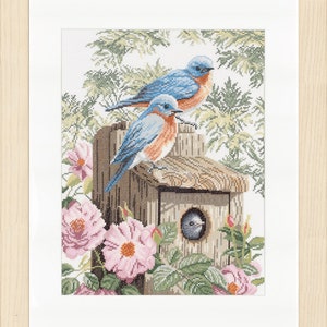 LanArte (el arte de la costura) / PN-0008325 Aves azules del jardín / Kit de punto de cruz
