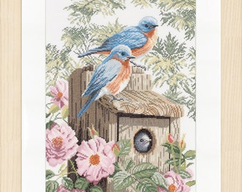 LanArte (the Art of Stitching) / PN-0008325 Garden blue birds  / Cross Stitch Kit