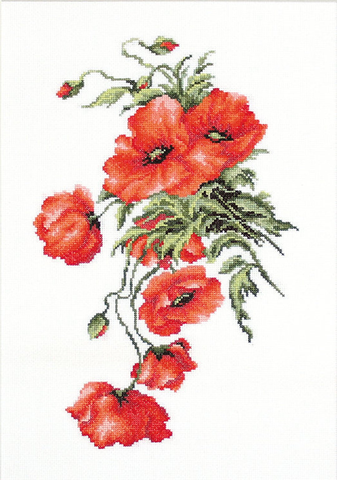 Kit Punto Croce Luca-S Papaveri Estivi B7042: Ricamo Contato Con Tela E Fili Cotone, 24x27cm