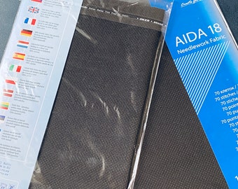RTO / Pre-cut Needlework Fabric Aida 18 Count Black 39x45cm 100% Cotton / AIDA18-095