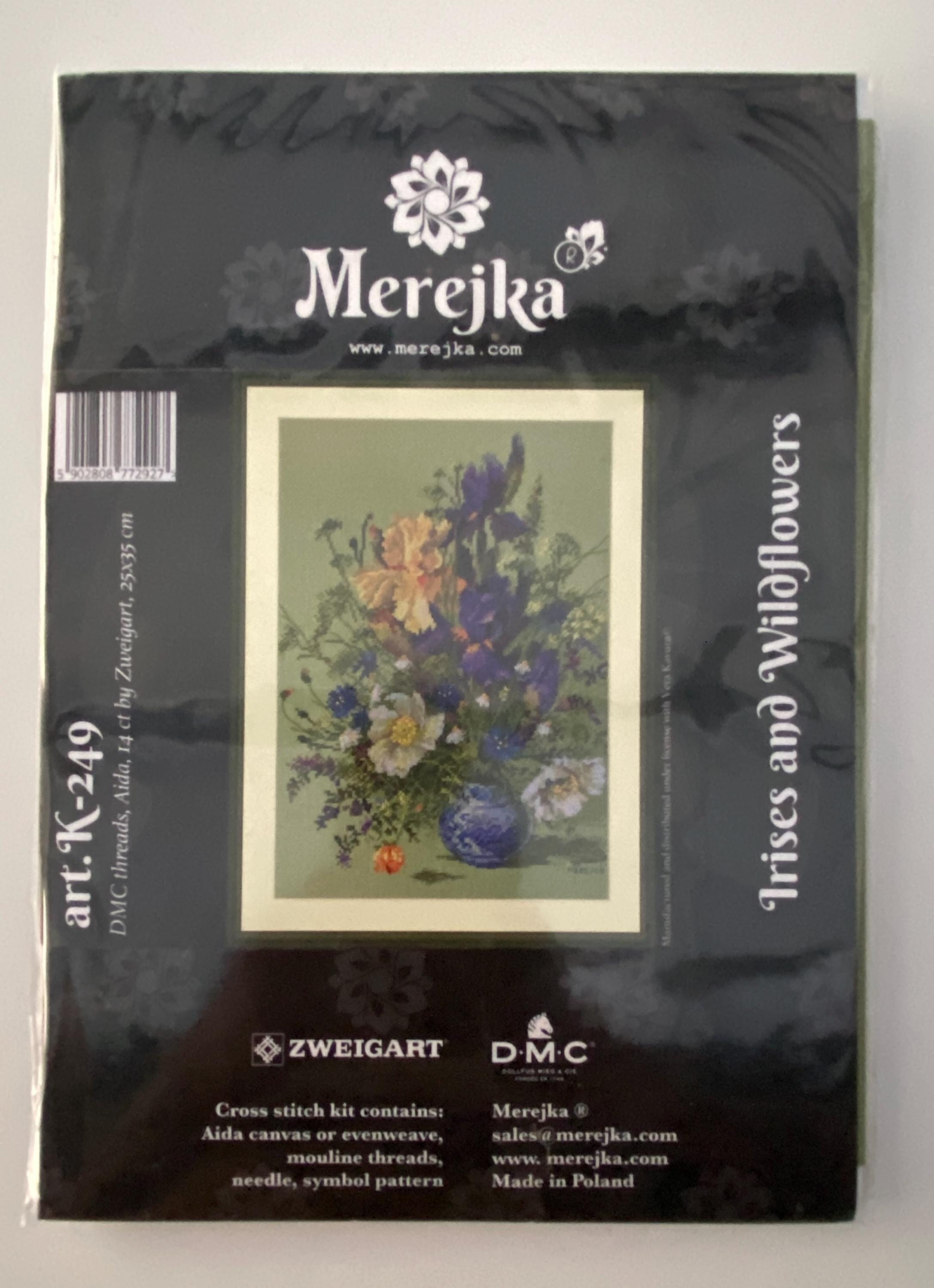 Merejka Kreuzstich-Set Mit Zählmuster - Komplettset Mit Baumwollstoff Und DMC-Garn, 30x20 Cm