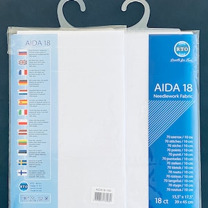 RTO / voorgesneden handwerk stof Aida 18 Tel Wit 39x45cm 100% Katoen / AIDA18-100