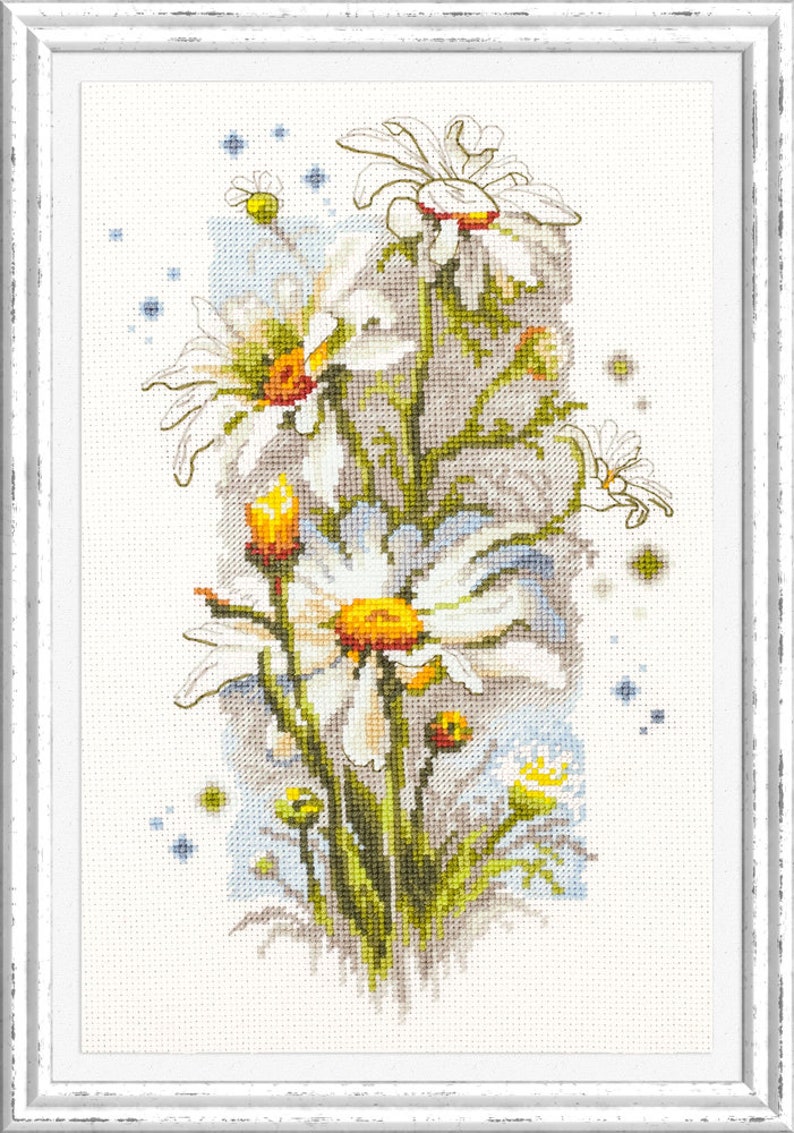 14 x 23 cm Cross Stitch Kit Magic Needle 100-103 White Daisies