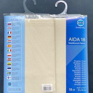 RTO / Pre-cut Needlework Fabric Aida 18 Count Ecru 39x45cm 100% Cotton / AIDA18-264