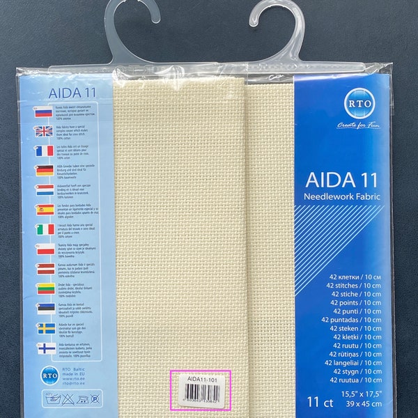 RTO / Pre-cut Needlework Fabric Aida 11 Count Light Ecru (101) 39x45cm 100% Cotton / AIDA11-101