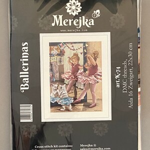 Kit De Punto De Cruz Merejka K-74 - Patrón De Bailarinas, Incluye Tela Y Aguja - Decoración Hogar