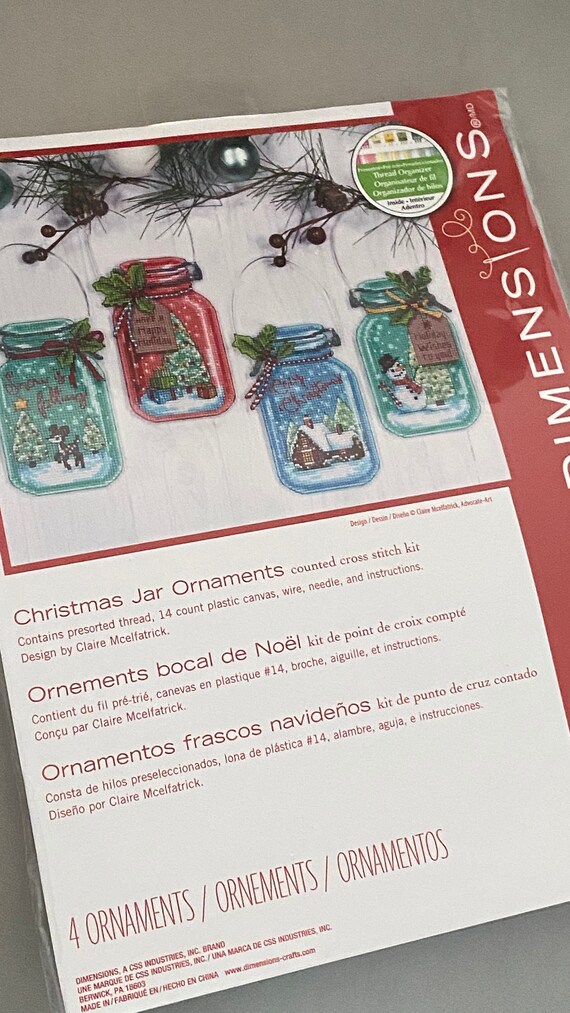 Dimensions / 70-08964 Christmas Jar Ornaments / Cross Stitch Kit