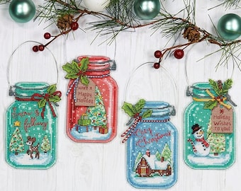 Dimensions / 70-08964 Christmas Jar Ornaments / Cross Stitch Kit