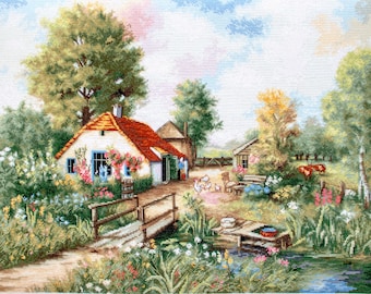Luca-S / BU4011 Village landscape / Cross Stitch Kit
