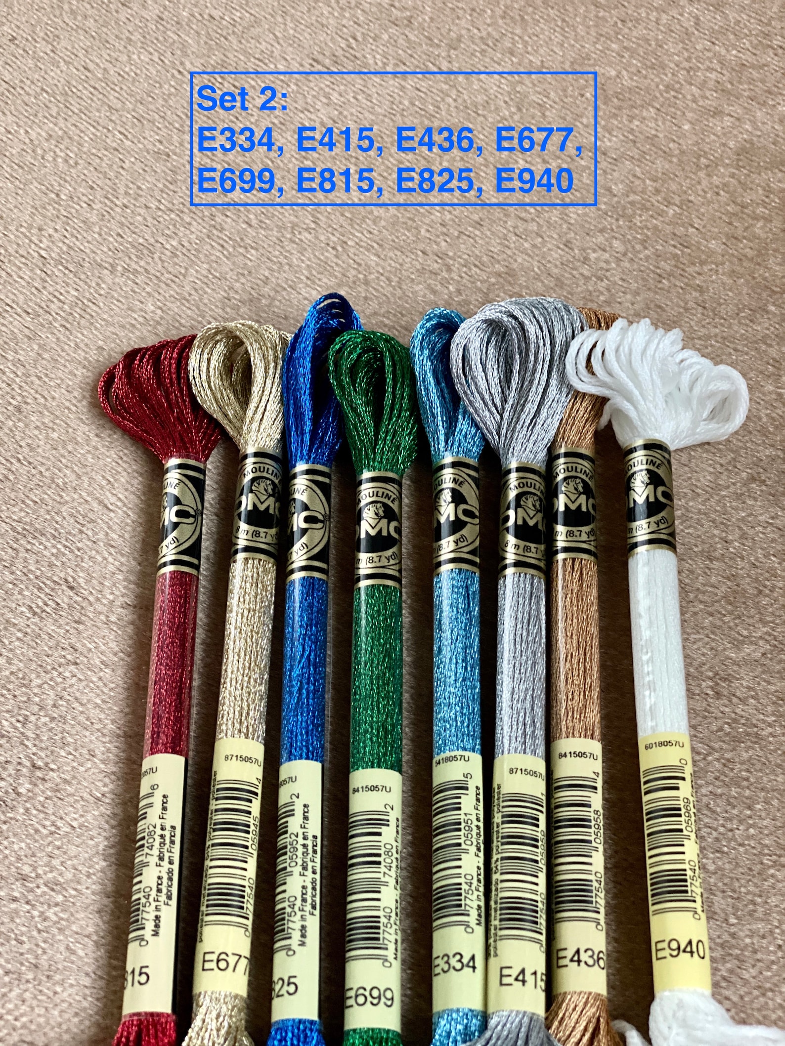 DMC 317W Light Effects Thread / 8 Skeins of DMC Light Effects, 32 ...