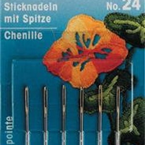 copy of 6 Wool Hand Needles Size. 24 Punta Bruco Chenille Three Stars John  James Tall 35 Mm