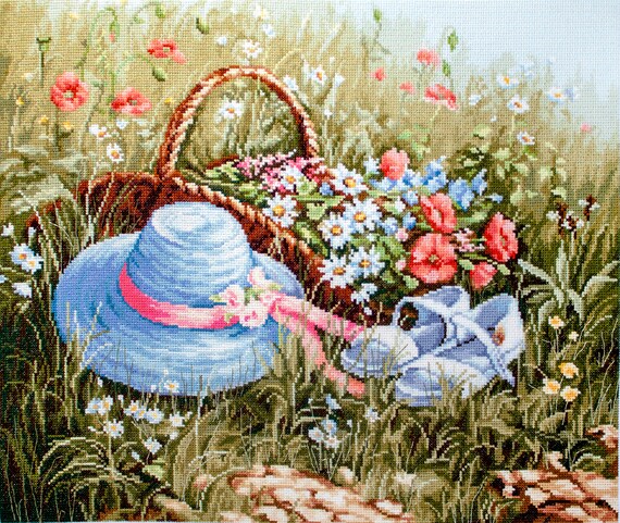 Luca-s / BU4020 Meadow With Poppies / Cross Stitch Kit - Etsy