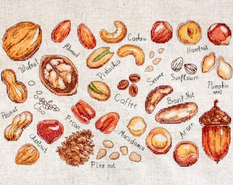 Luca-S / B1165 Nuts & Seeds, 31.5x20 cm / Cross Stitch Kit