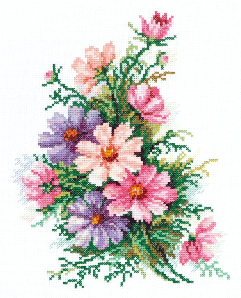 Magic Needle 40-54 Cosmos Flowers 18 x 24 cm Cross Stitch Kit