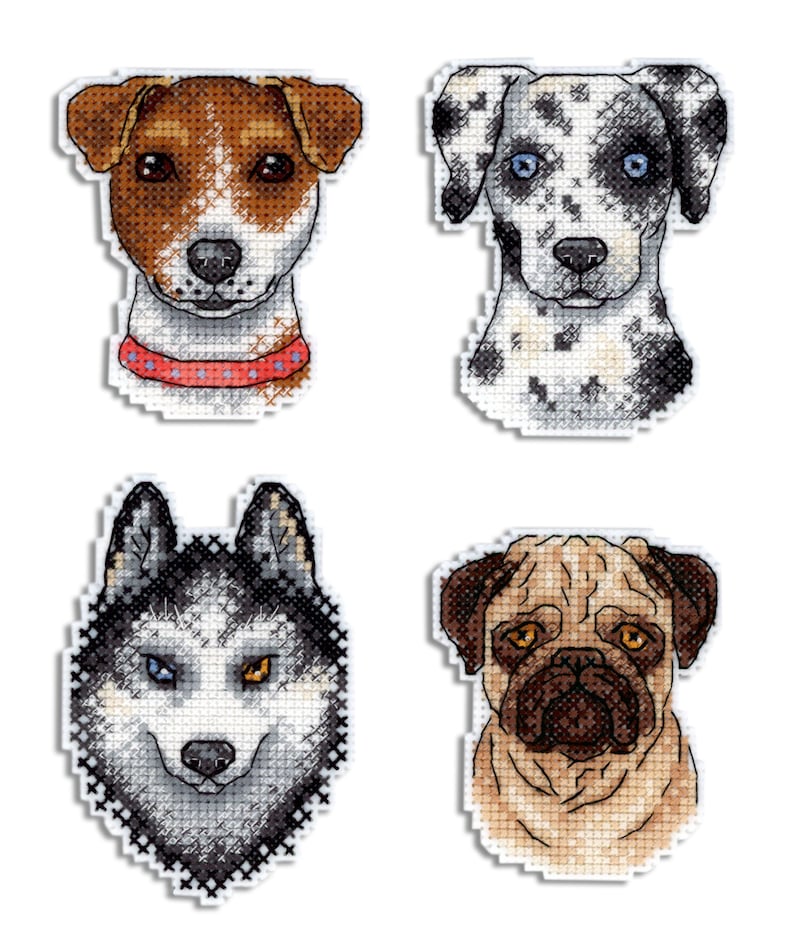 R-409 Cross Stitch Kit with Felt and Magnets Magnets 8x6 cm MP Studia Who Said Woof?