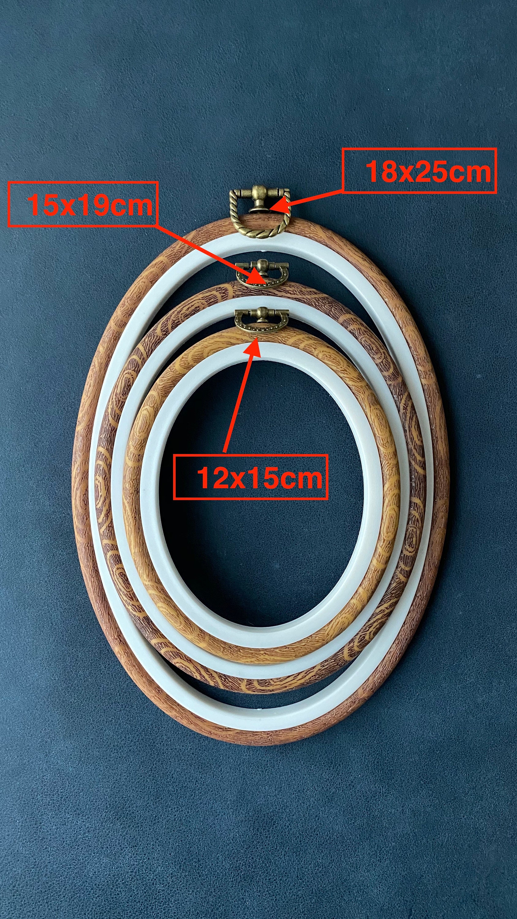 10x15cm - 15x19cm - 18x25cm Oval Imitation Wood Display Frame