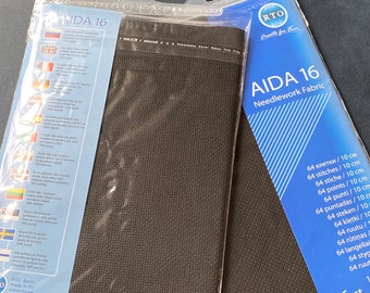 RTO / Pre-cut Needlework Fabric Aida 16 Count Black 39x45cm 100% Cotton / AIDA16-095