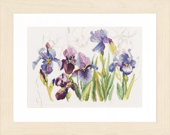 LanArte (the Art of Stitching) / PN-0008027 Blue Flowers - Irisses ©Coraline Bäcker / Cross Stitch Kit
