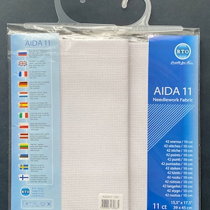 RTO / voorgesneden handwerk stof Aida 11 Tel Wit 39x45cm 100% Katoen / AIDA11-100