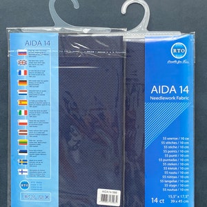 RTO / Pre-cut Needlework Fabric Aida 14 Count Navy 39x45cm 100% Cotton / AIDA14-589