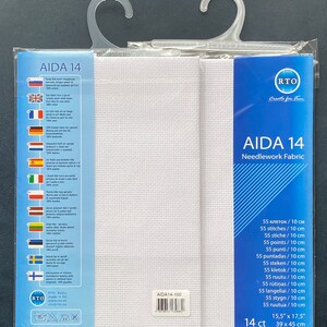 RTO / voorgesneden handwerk stof Aida 14 Tellen Wit 39x45cm 100% Katoen / AIDA14-100