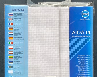 RTO / Pre-cut Needlework Fabric Aida 14 Count White 39x45cm 100% Cotton / AIDA14-100