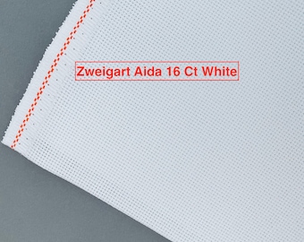 Zweigart Aida 16 Ct Snow White Fabric for Cross Stitch, 100% Cotton